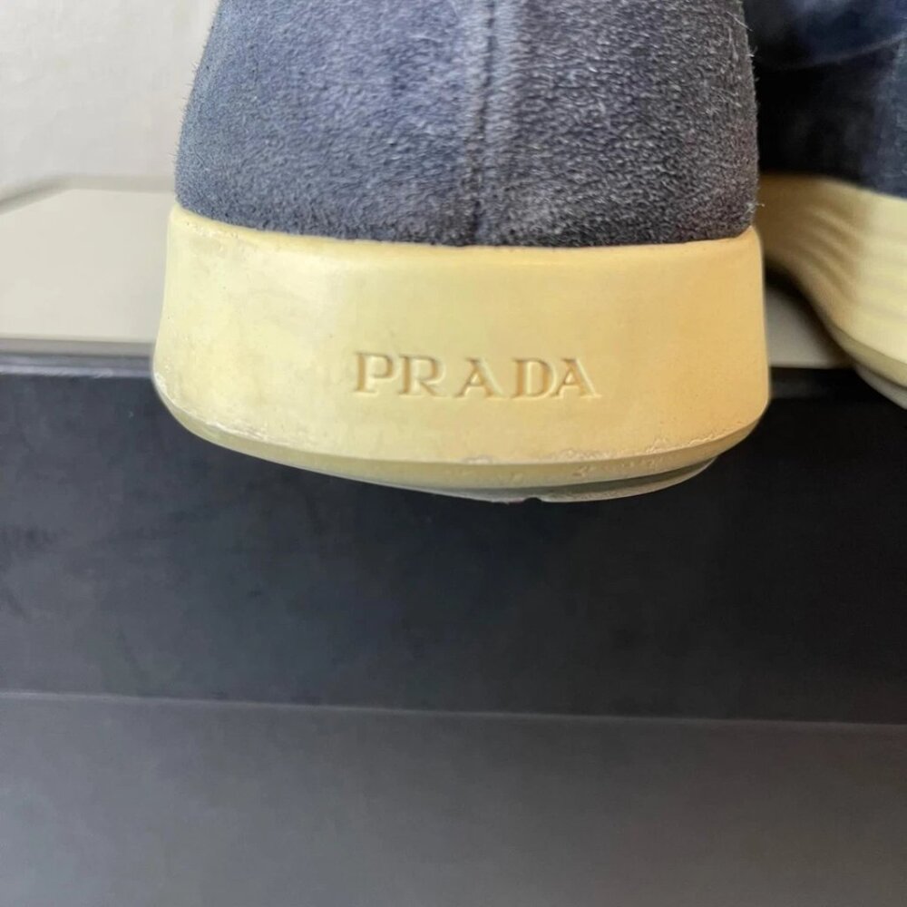 Prada 2646 Navy Blue Suede Casual Sneaker Shoes Low Top Men's 9.5 UK/10.5 US - Picture 11 of 13